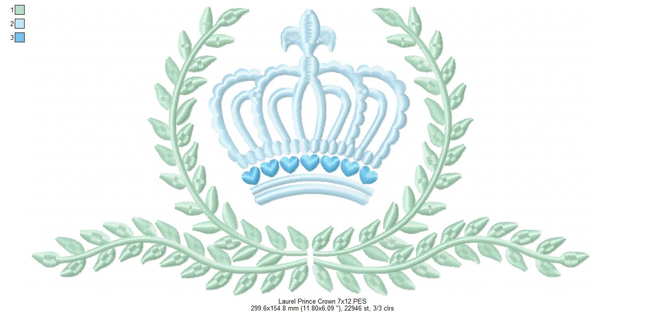 Laurel Prince Crown - Fill Stitch Embroidery