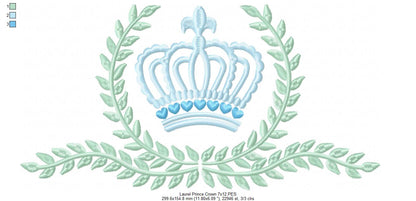 Laurel Prince Crown - Fill Stitch Embroidery
