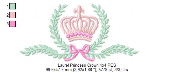 Laurel Princess Crown - Fill Stitch Embroidery