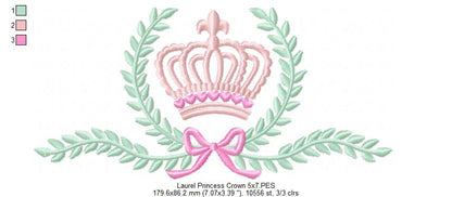 Laurel Princess Crown - Fill Stitch Embroidery