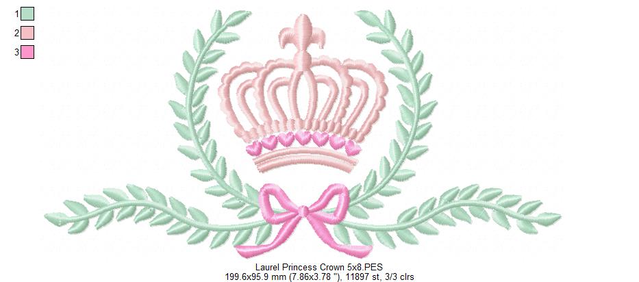 Laurel Princess Crown - Fill Stitch Embroidery