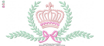 Laurel Princess Crown - Fill Stitch Embroidery