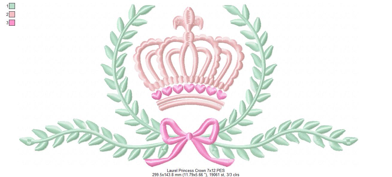 Laurel Princess Crown - Fill Stitch Embroidery