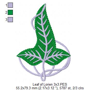 Leaf of Lorien The Lord of the Rings - Fill Stitch - Machine Embroidery Design
