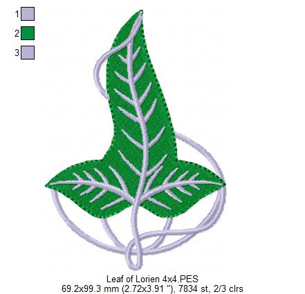 Leaf of Lorien The Lord of the Rings - Fill Stitch - Machine Embroidery Design
