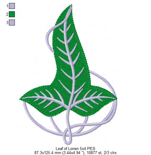 Leaf of Lorien The Lord of the Rings - Fill Stitch - Machine Embroidery Design