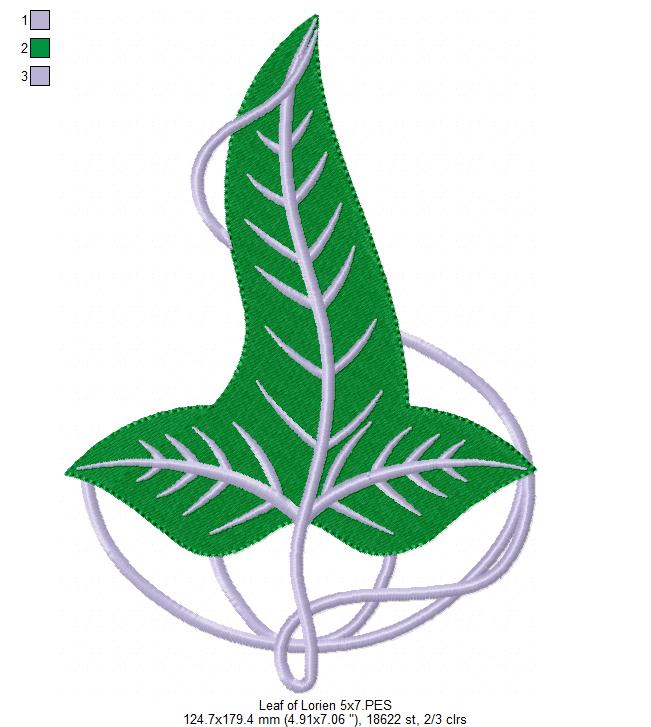 Leaf of Lorien The Lord of the Rings - Fill Stitch - Machine Embroidery Design