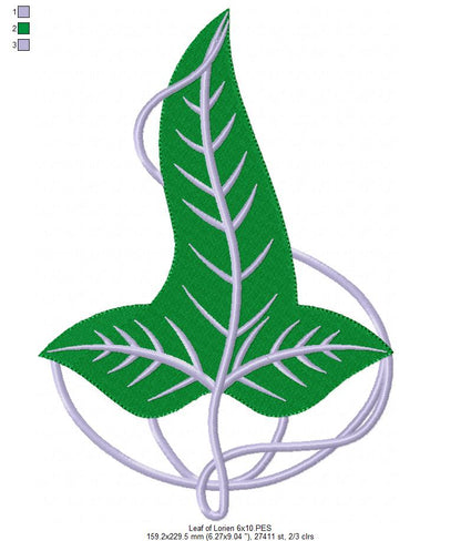 Leaf of Lorien The Lord of the Rings - Fill Stitch - Machine Embroidery Design
