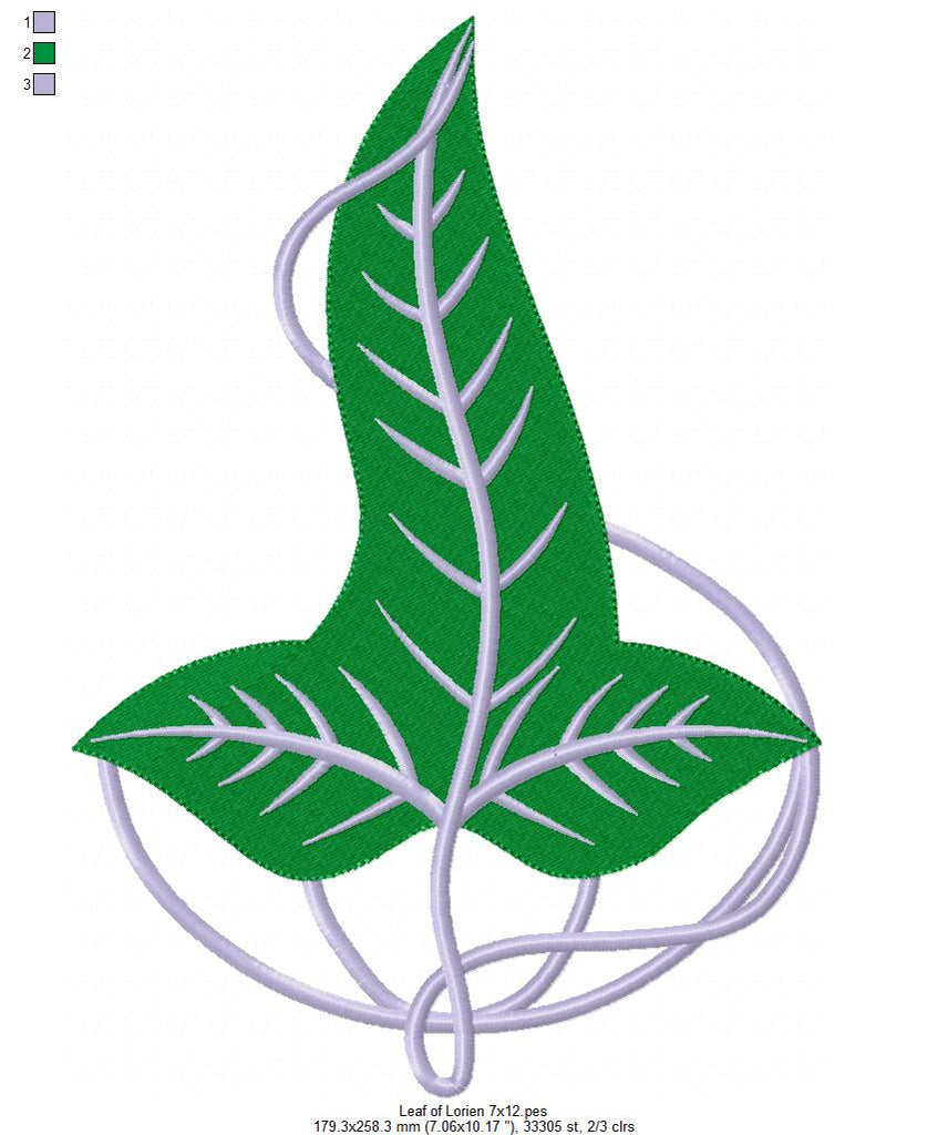 Leaf of Lorien The Lord of the Rings - Fill Stitch - Machine Embroidery Design