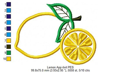 Lemons - Applique - Machine Embroidery Design