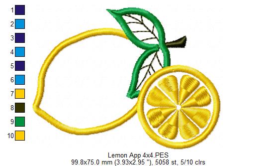 Lemons - Applique - Machine Embroidery Design