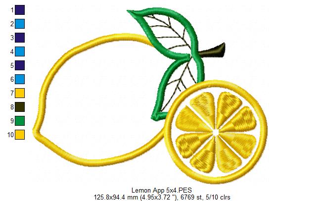 Lemons - Applique - Machine Embroidery Design