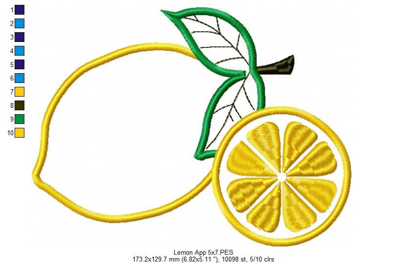 Lemons - Applique - Machine Embroidery Design