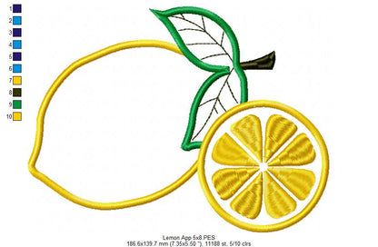 Lemons - Applique - Machine Embroidery Design
