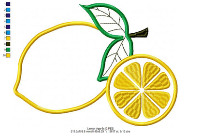Lemons - Applique - Machine Embroidery Design