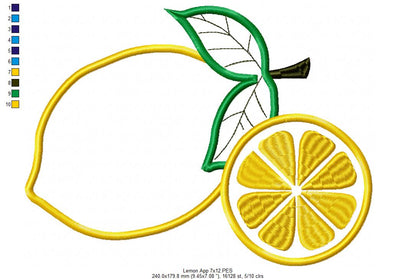 Lemons - Applique - Machine Embroidery Design