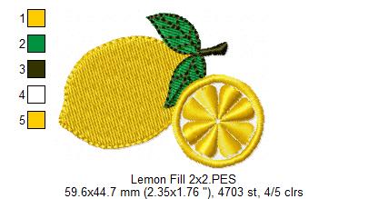 Lemons - Fill Stitch - Machine Embroidery Design