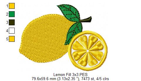 Lemons - Fill Stitch - Machine Embroidery Design