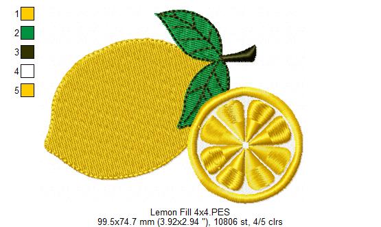 Lemons - Fill Stitch - Machine Embroidery Design
