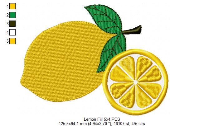 Lemons - Fill Stitch - Machine Embroidery Design