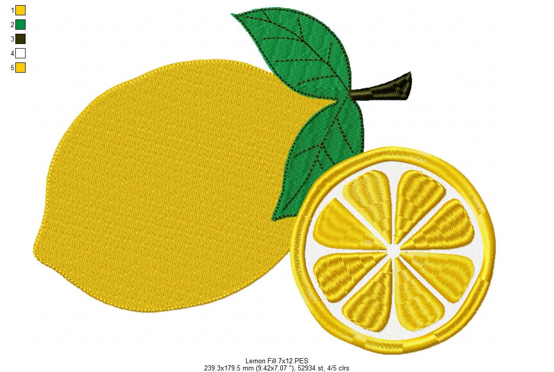 Lemons - Fill Stitch - Machine Embroidery Design