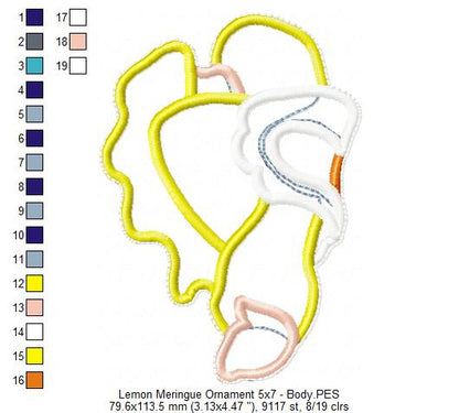 Lemon Meringue Ornament - ITH Project - Machine Embroidery Design