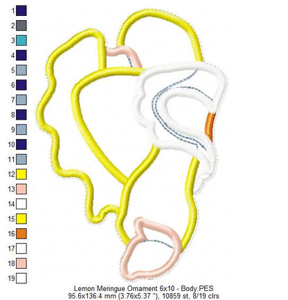 Lemon Meringue Ornament - ITH Project - Machine Embroidery Design