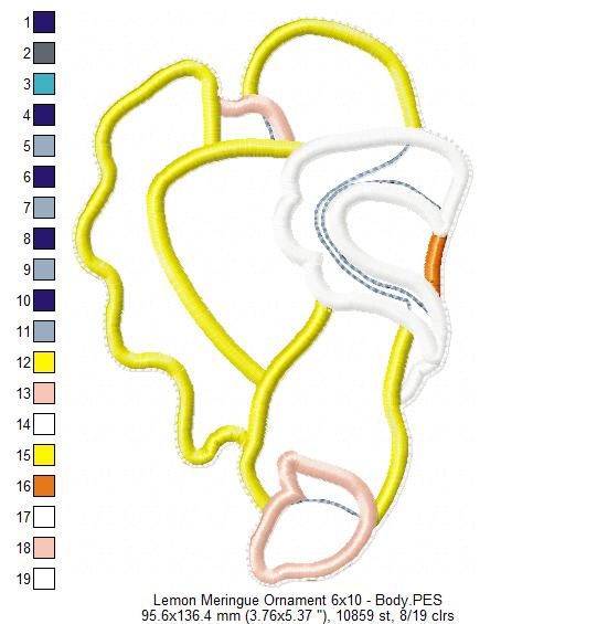 Lemon Meringue Ornament - ITH Project - Machine Embroidery Design