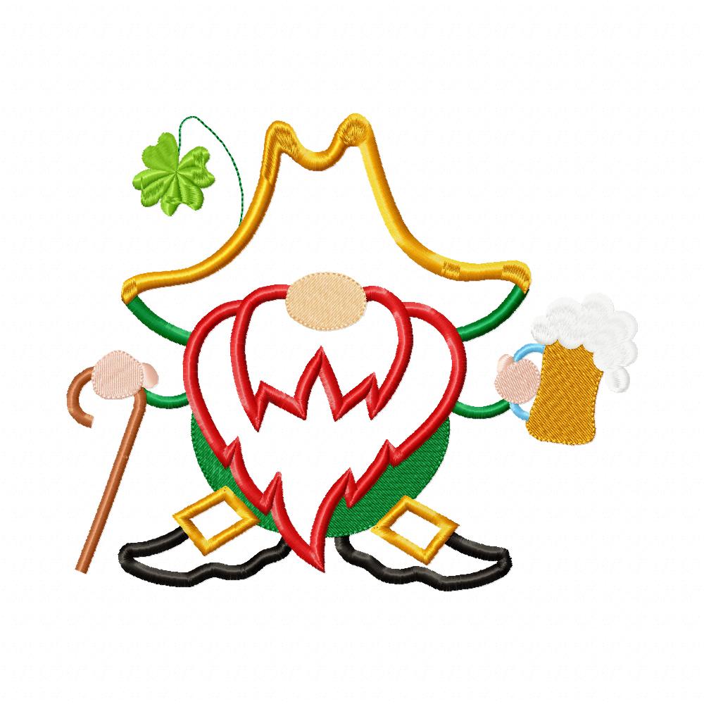 St. Patrick Leprechaun - Applique - Machine Embroidery Design