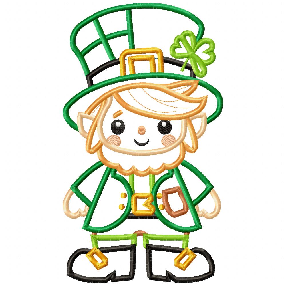 Cute Leprechaun  - Applique - Machine Embroidery Design