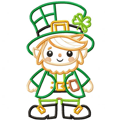 Cute Leprechaun  - Applique - Machine Embroidery Design