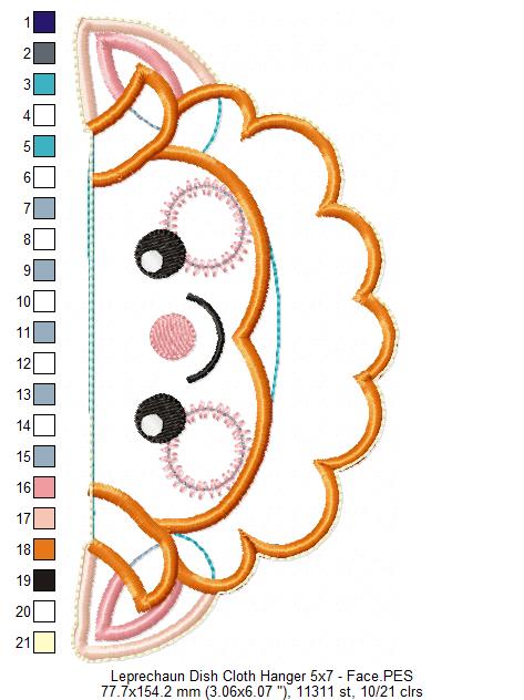 Leprechaun Dish Cloth Hanger - ITH Project - Machine Embroidery Design