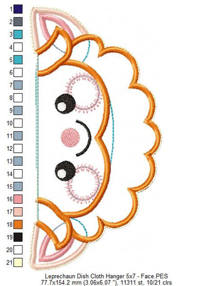 Leprechaun Dish Cloth Hanger - ITH Project - Machine Embroidery Design
