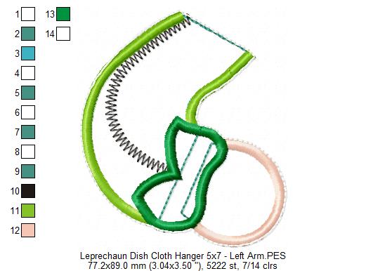 Leprechaun Dish Cloth Hanger - ITH Project - Machine Embroidery Design