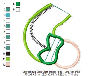 Leprechaun Dish Cloth Hanger - ITH Project - Machine Embroidery Design