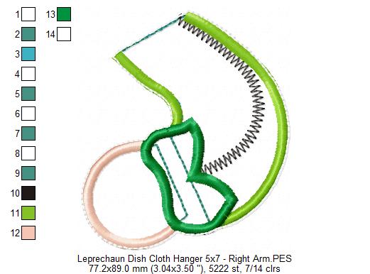 Leprechaun Dish Cloth Hanger - ITH Project - Machine Embroidery Design