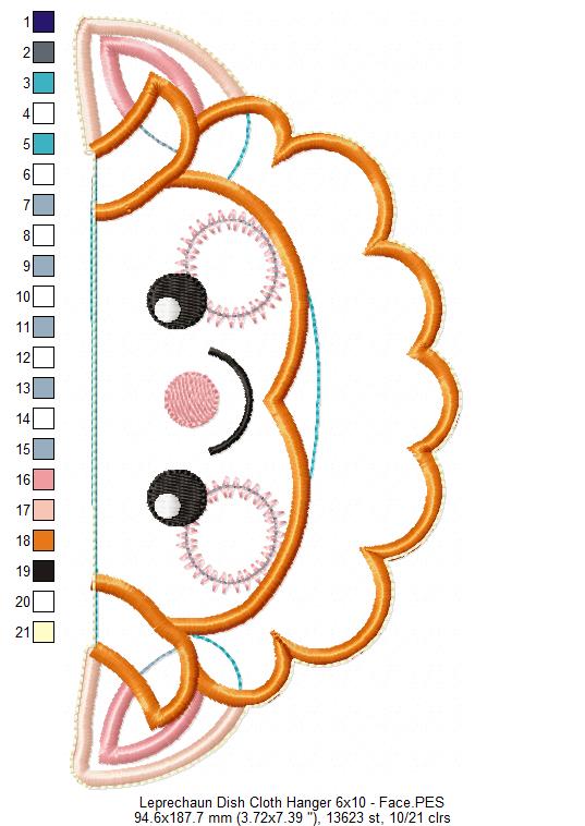 Leprechaun Dish Cloth Hanger - ITH Project - Machine Embroidery Design