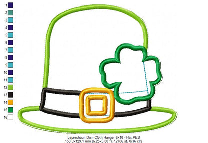 Leprechaun Dish Cloth Hanger - ITH Project - Machine Embroidery Design