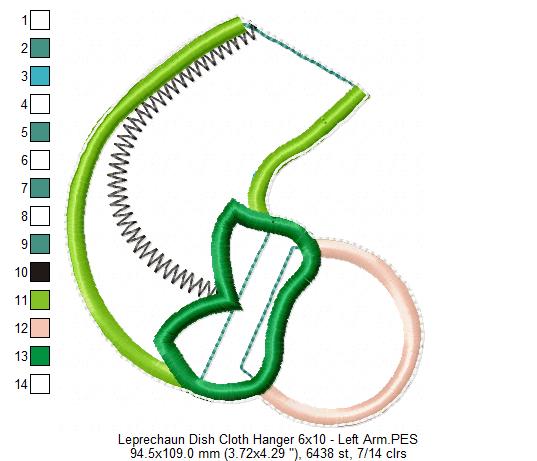 Leprechaun Dish Cloth Hanger - ITH Project - Machine Embroidery Design
