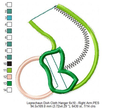 Leprechaun Dish Cloth Hanger - ITH Project - Machine Embroidery Design