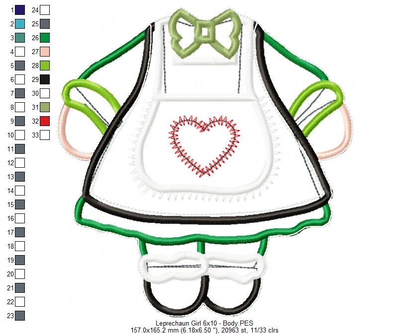 Leprechaun Girl Ornament - ITH Project - Machine Embroidery Design