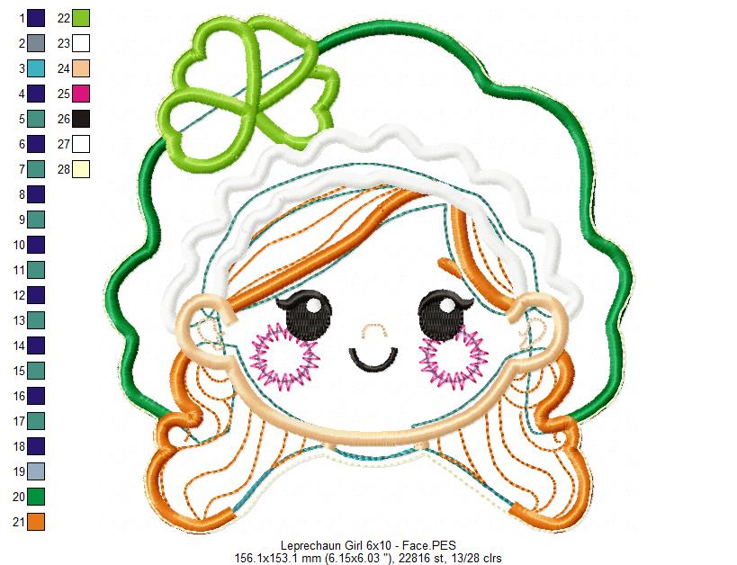 Leprechaun Girl Ornament - ITH Project - Machine Embroidery Design