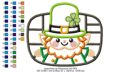 Leprechaun as Patchwork  - Applique - Machine Embroidery Design