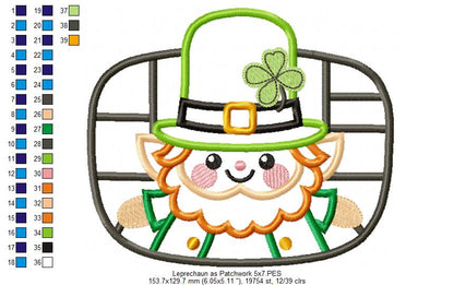 Leprechaun as Patchwork  - Applique - Machine Embroidery Design