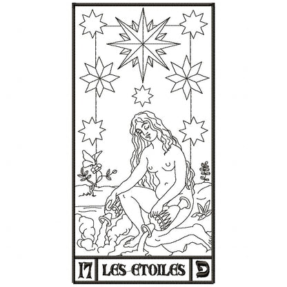 The Star Tarot Card - Redwork Stitch - Machine Embroidery Design