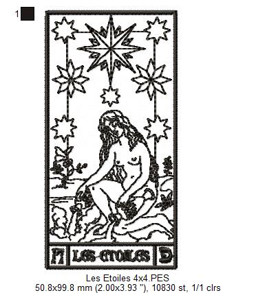 The Star Tarot Card - Redwork Stitch - Machine Embroidery Design