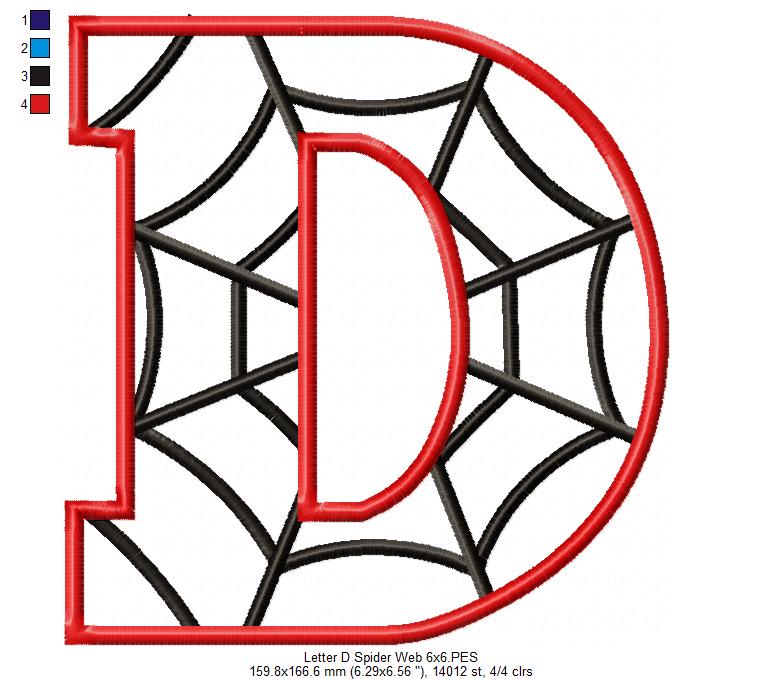 Monogram D Spider Web Letter D - Applique