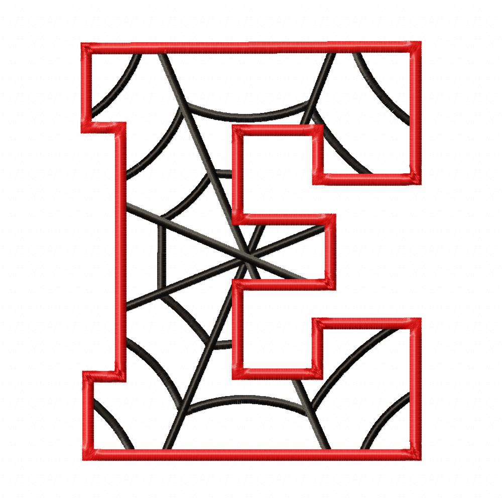 Monogram E Spider Web Letter E - Applique