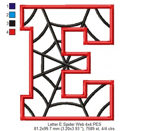 Monogram E Spider Web Letter E - Applique