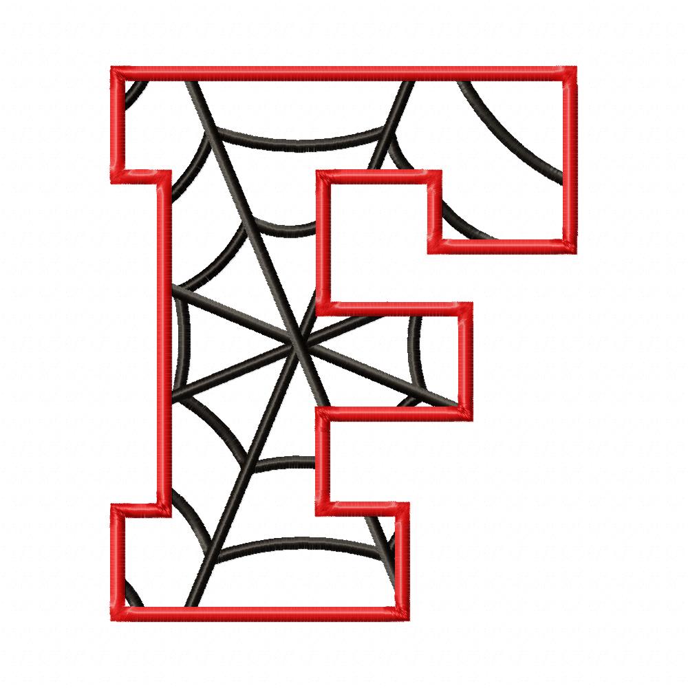 Monogram F Spider Web Letter F - Applique - Machine Embroidery Design